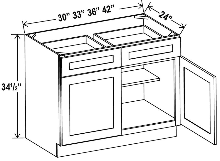 Double Door Double Drawer Base Cabinet AX-CAB B30