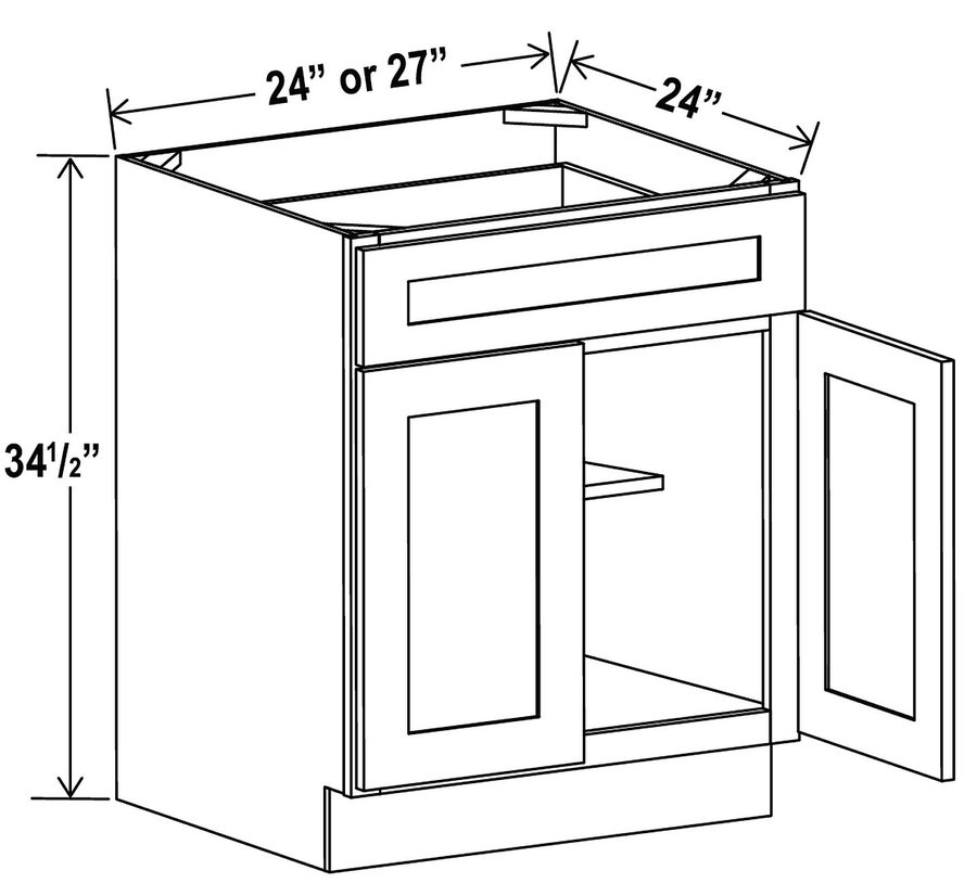 Double Door Single Drawer Base Cabinet AX-CAB B24