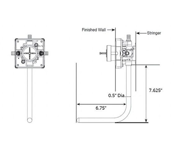 Universal Valve with Copper Tub Spout AX-PBV-1002